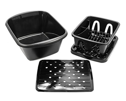 Camco Sink Kit with Dish Drainer Dish Pan and Sink Mat