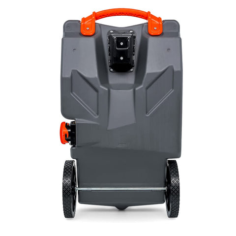 Camco Rhino Heavy Duty 28 Gallon Portable RV Waste Holding Tank with Hose and Accessories Durable Leak Free and Odorless Rv Tote Tank (39004), Gray