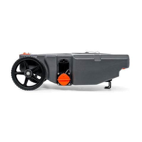 Camco Rhino Heavy Duty 28 Gallon Portable RV Waste Holding Tank with Hose and Accessories Durable Leak Free and Odorless Rv Tote Tank (39004), Gray