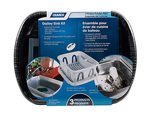 Camco Sink Kit with Dish Drainer Dish Pan and Sink Mat