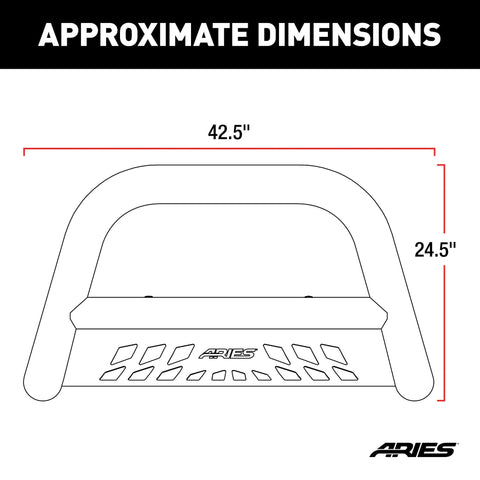 ARIES AL45-3006 Big Horn 4-Inch Black Aluminum Bull Bar, Select Ford F-250, F-350 Super Duty