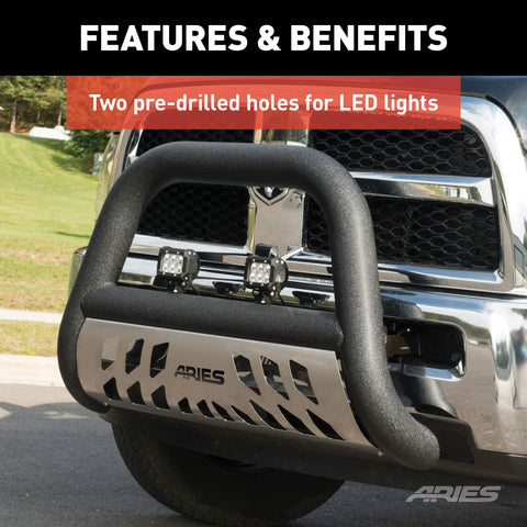 ARIES AL45-3006 Big Horn 4-Inch Black Aluminum Bull Bar, Select Ford F-250, F-350 Super Duty