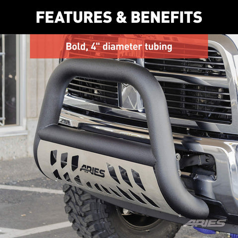 ARIES AL45-3006 Big Horn 4-Inch Black Aluminum Bull Bar, Select Ford F-250, F-350 Super Duty