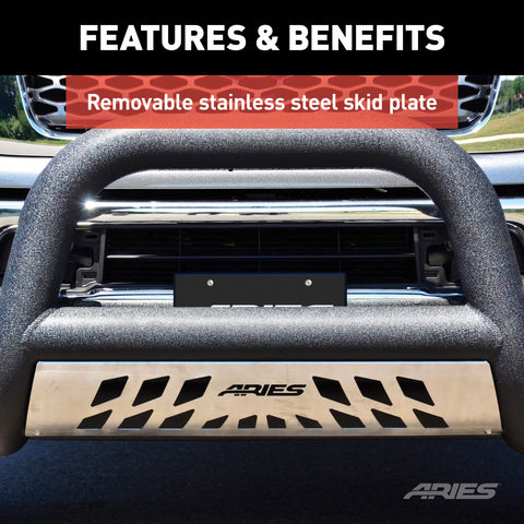 ARIES AL45-3006 Big Horn 4-Inch Black Aluminum Bull Bar, Select Ford F-250, F-350 Super Duty