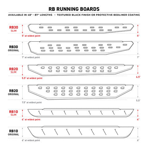 Go Rhino 69600087SPC RB30 Slim Line Running Boards - 87" long - BOARDS ONLY